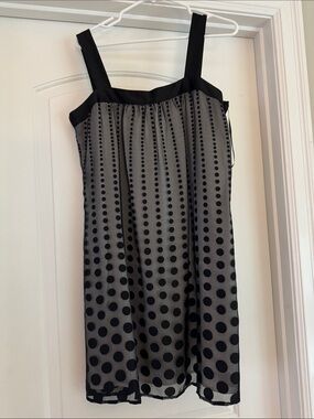 White House Black Market Black Polka Dot Mesh Slip